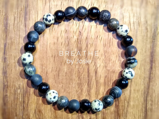 Black Mixed Gemstone 8” Bracelet