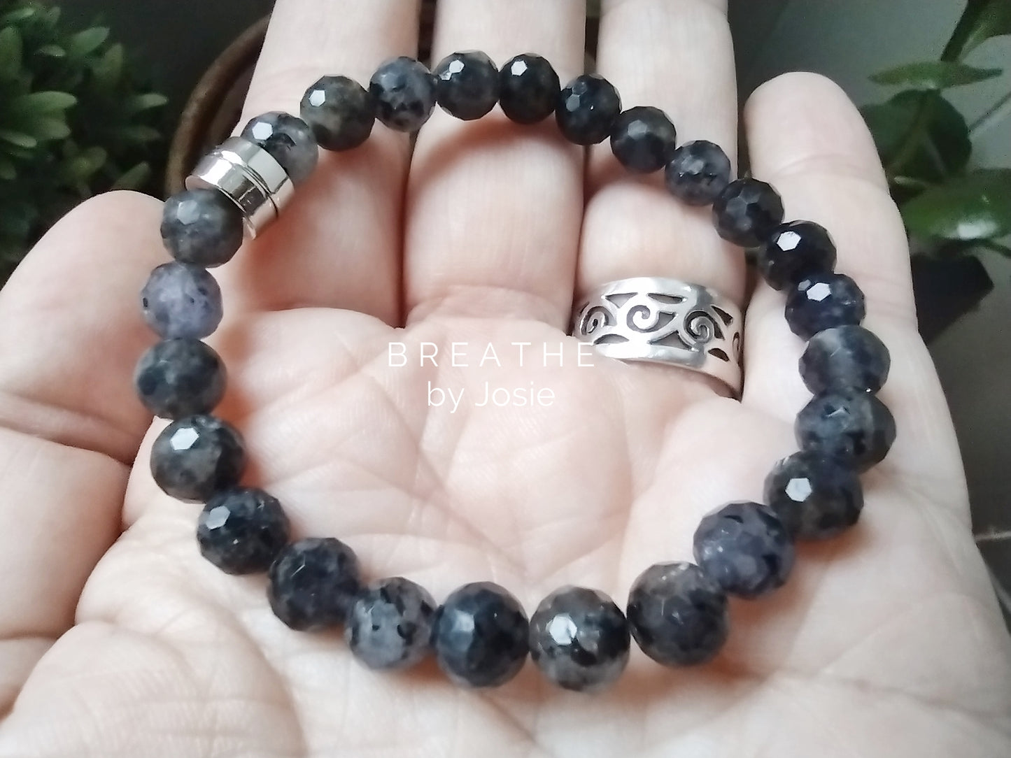 Faceted Iolite Gemstone Mala Bracelet