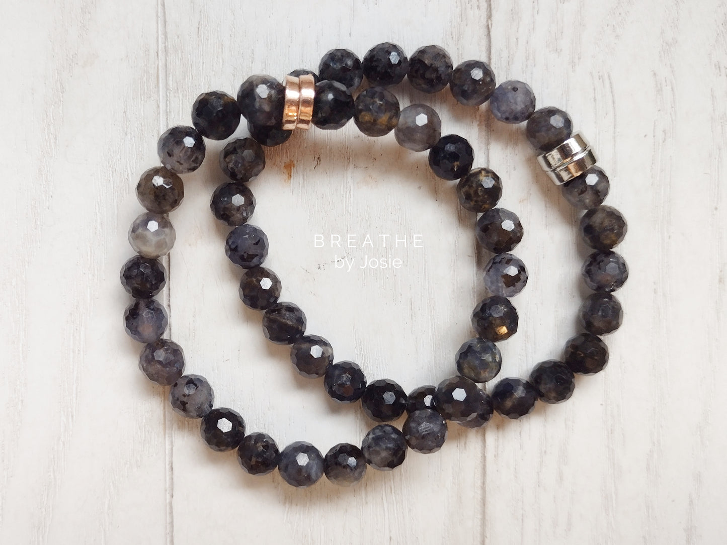 Faceted Iolite Gemstone Mala Bracelet