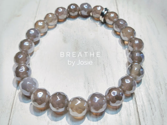 Mystic Gray Agate  Natural Gemstone Bracelet