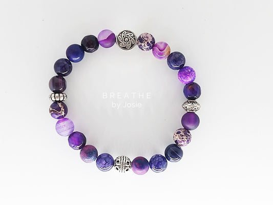 Purple + Silver Mixed Gemstone Bracelet