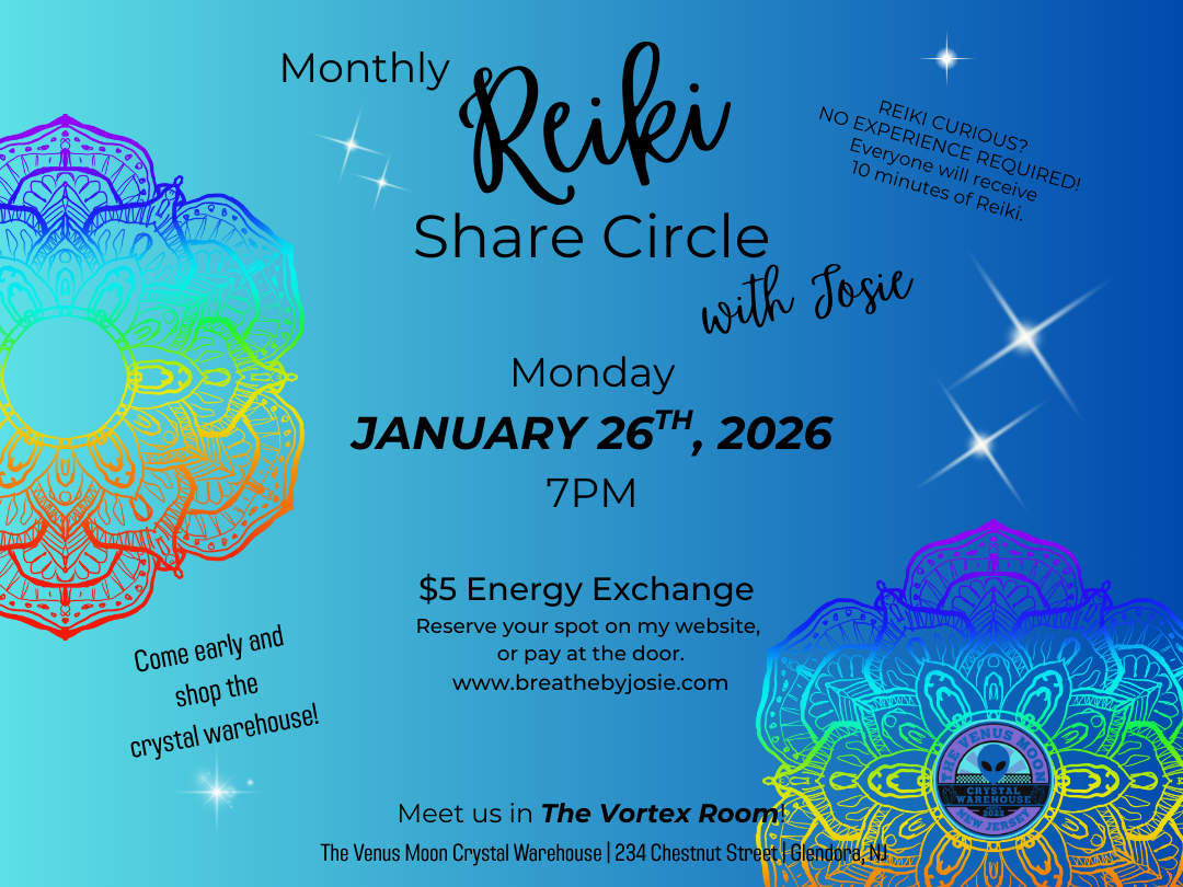 Monday 1/26/26 - Reiki Share Circle @ The Venus Moon Crystal Warehouse, Glendora