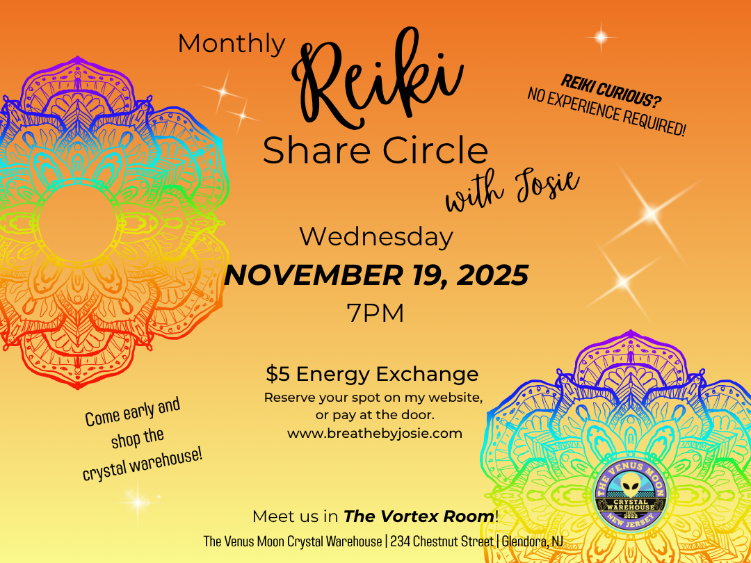 Wednesday 11/19/25 - Reiki Share Circle @ The Venus Moon Crystal Warehouse, Glendora