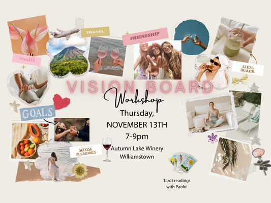 11/13/25 - Vision Board Making Workshop + Tarot Readings @ Autumn Lake Winery, Williamstown