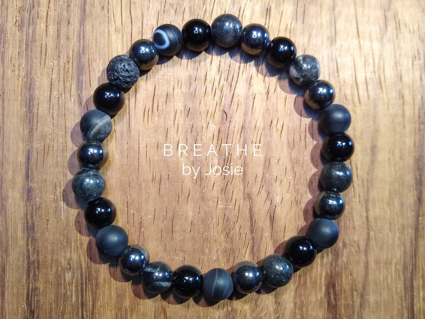 Black Mixed Gemstone 8” Bracelet