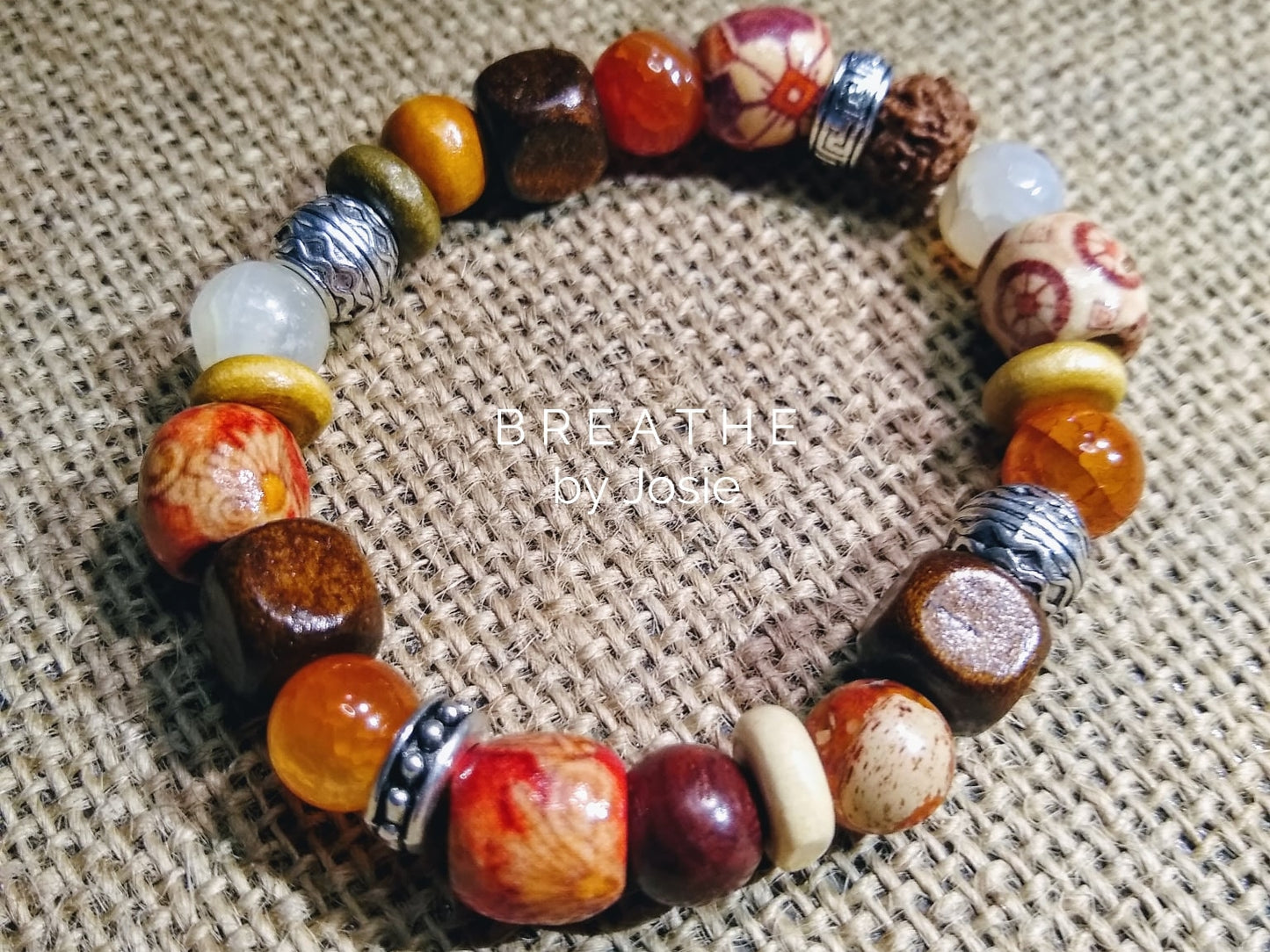Chunky Wood & Floral Mixed Mala Bracelet
