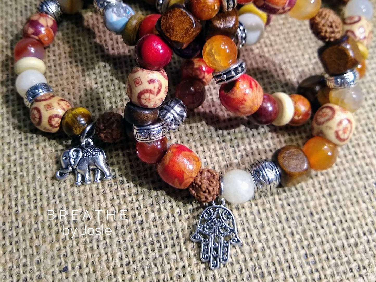 Chunky Wood & Floral Mixed Mala Bracelet