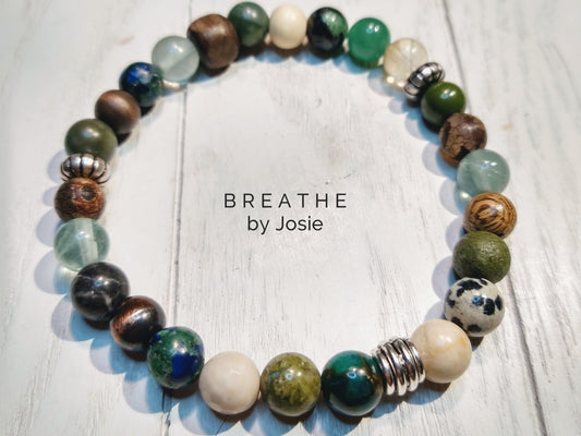 Green Mixed Gemstone 8” Mala Bracelet