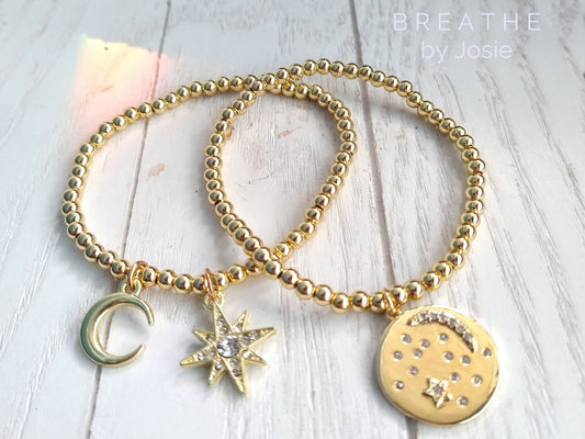 Gold Charm Mini Metal Stacking Bracelet