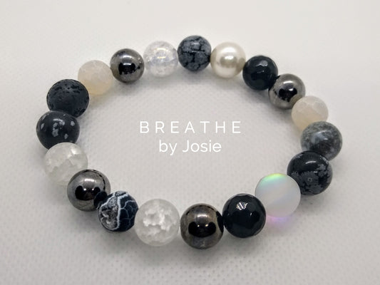 Chunky Black & White Mixed Gemstone Bracelet (OOAK)