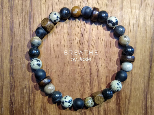 Black Mixed Gemstone 8” Mala Bracelet