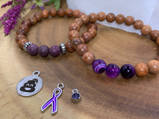 IBD Awareness Gemstone & Wood Bracelet