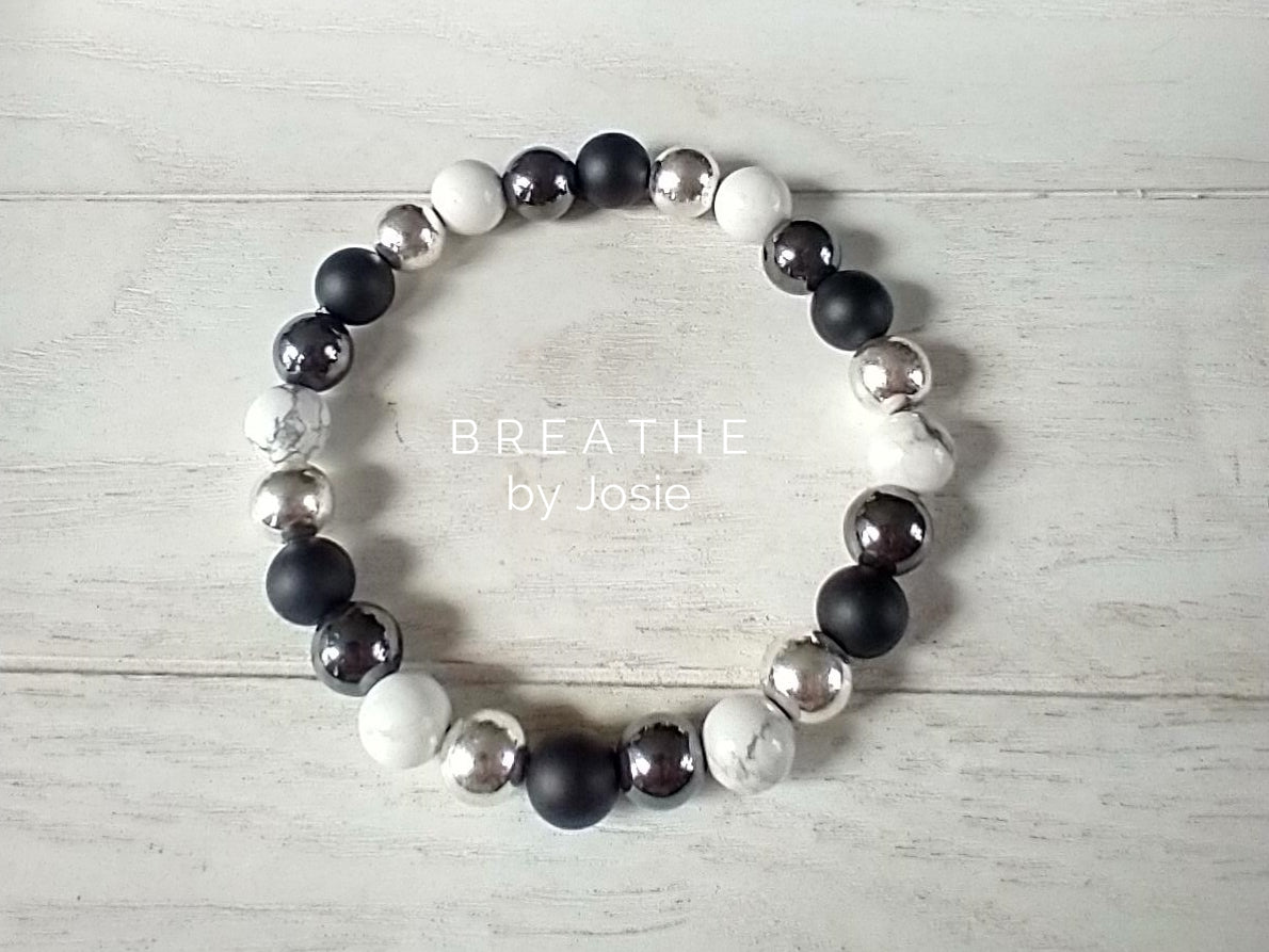 Shades of Black + White Gemstone Bracelet