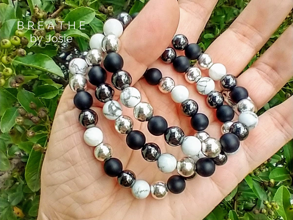 Shades of Black + White Gemstone Bracelet