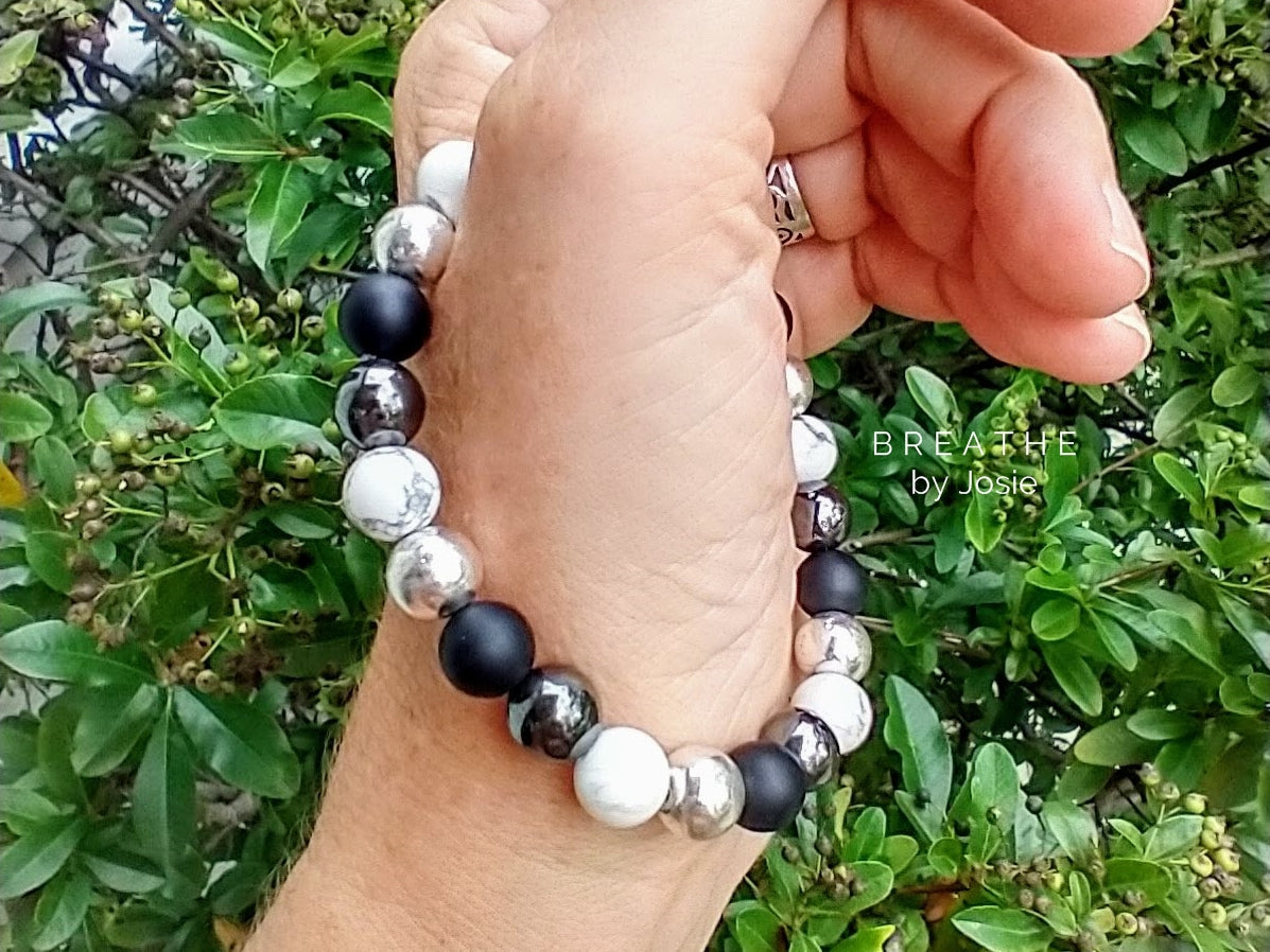 Shades of Black + White Gemstone Bracelet