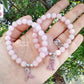Pink Ribbon Breast Cancer Awareness Rose Quartz Gemstone Bracelet