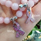 Pink Ribbon Breast Cancer Awareness Rose Quartz Gemstone Bracelet