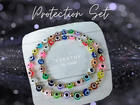 Matching Evil Eye Bracelet + Anklet Set