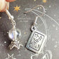 Tarot Card + Crystal Ball Mismatched Silver Dangle Earrings