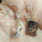 Tarot Card + Crystal Ball Mismatched Silver Dangle Earrings