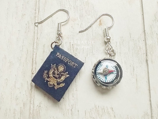 Travel + Adventure Mismatched Silver Dangle Earrings
