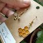 Bee & Honeycomb Mismatched Gold Dangle Earrings