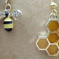 Bee & Honeycomb Mismatched Gold Dangle Earrings