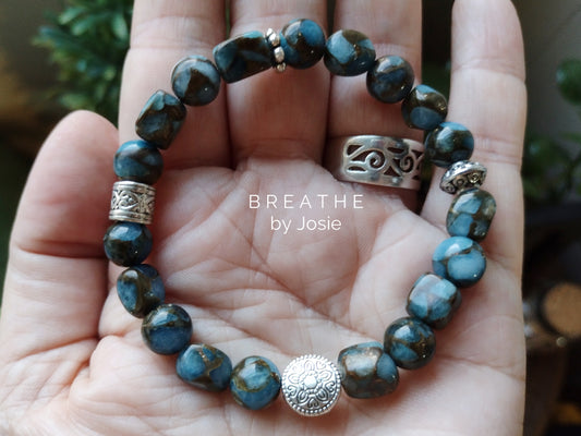 Blue Variscite (Impression Jasper) Mala Bracelet