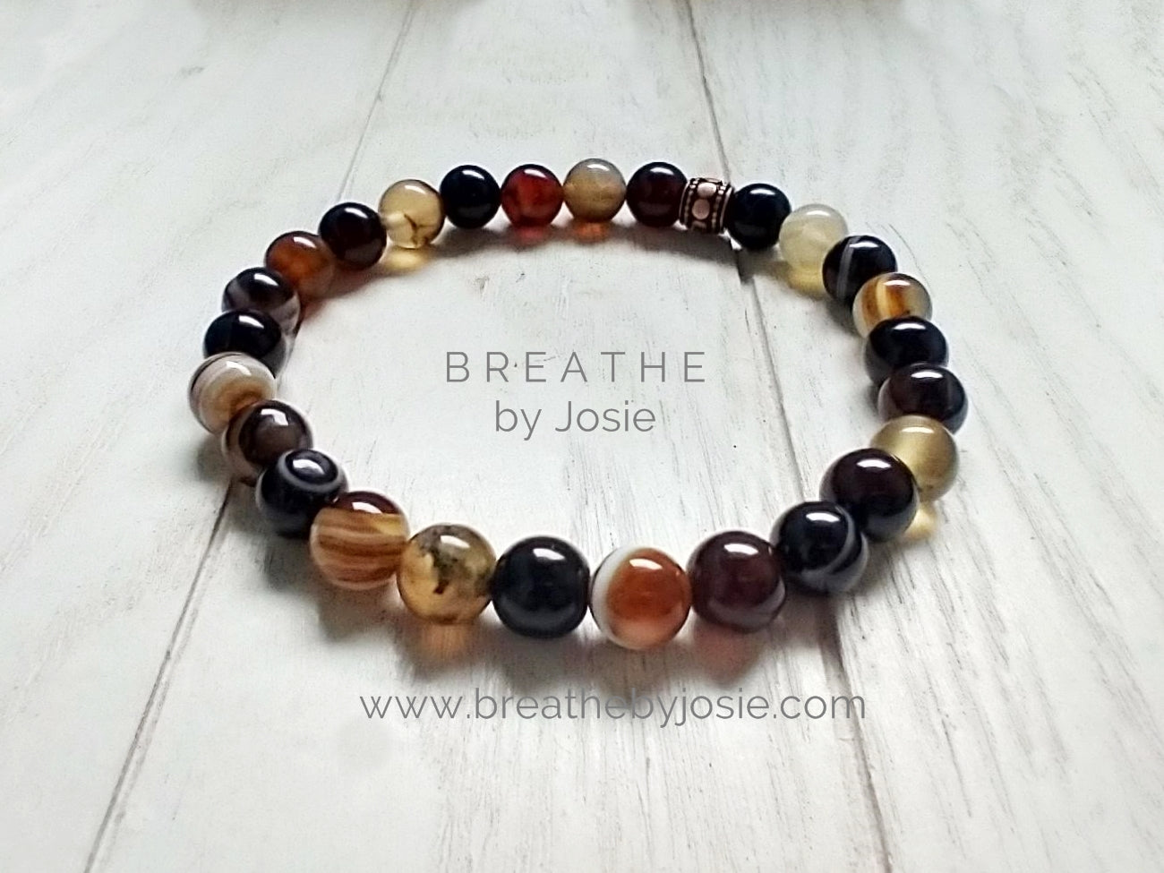 Brown Agate Gemstone 8” Mala Bracelet