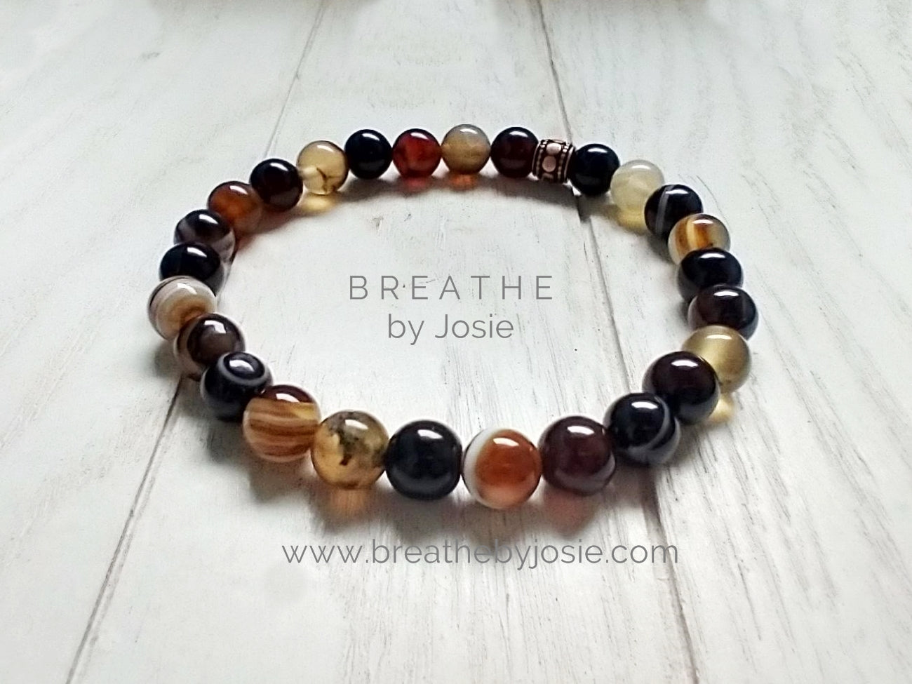 Brown Agate Gemstone 8” Mala Bracelet
