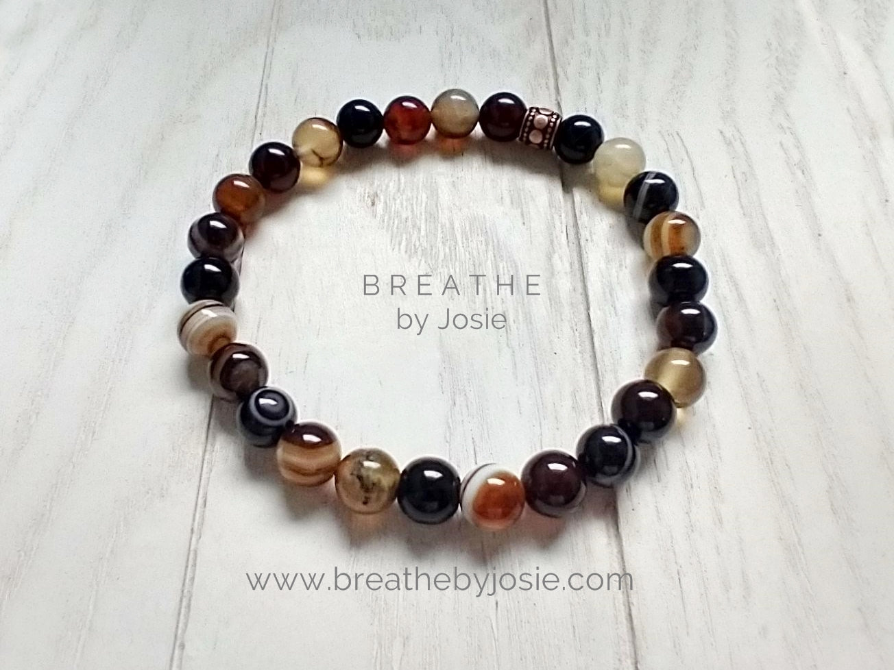 Brown Agate Gemstone 8” Mala Bracelet