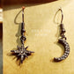 Crystal Studded Moon + Star Mismatched Granite Dangle Earrings