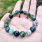 Chunky Moss Agate + Buddha Gemstone Bracelet