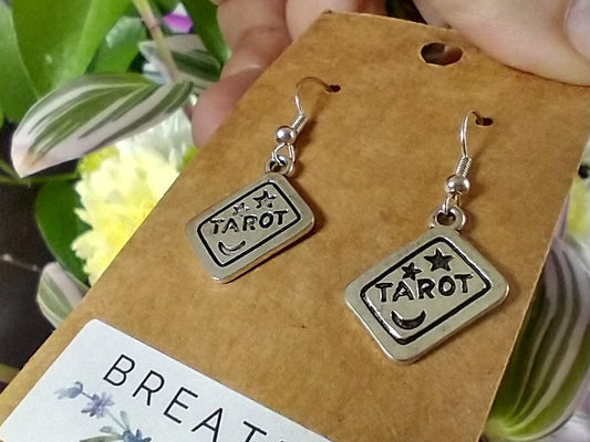 Silver Tarot Card Dangle Earrings