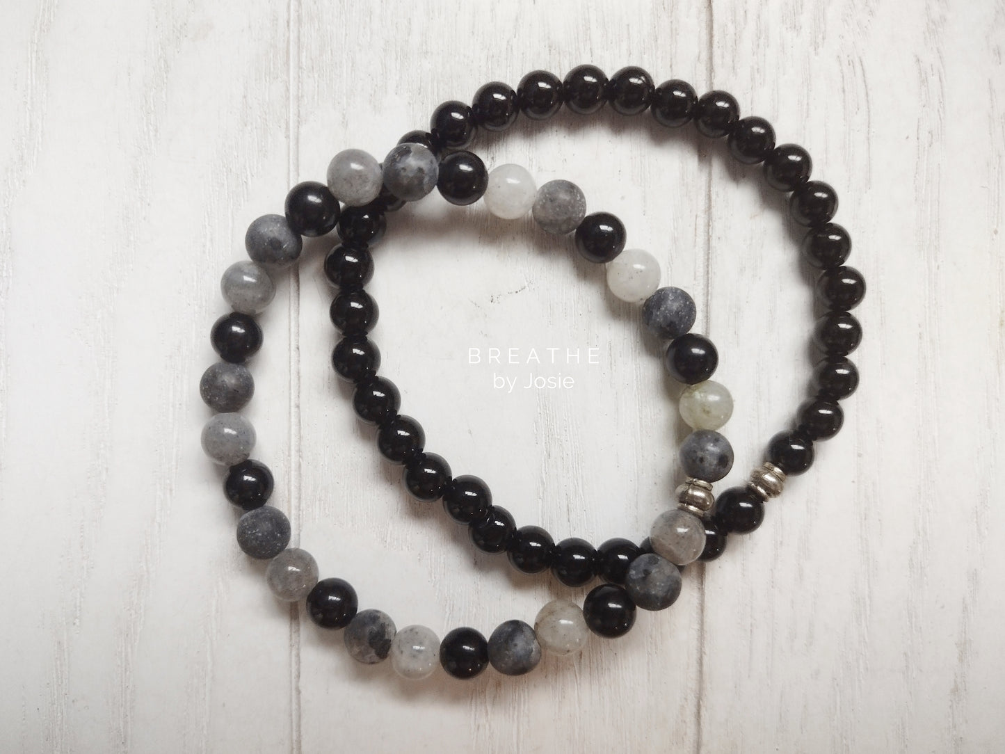 Black Tourmaline and Labradorite Mala Bracelets