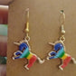 Pride Rainbow Unicorn Gold Dangle Earrings